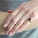 Victorian 14kt Gold Garnet Diamond Ring