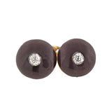 Victorian 15kt Cabochon Garnet & Diamond Cufflinks
