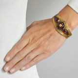Victorian 15kt Carved Garnet Diamond Bracelet