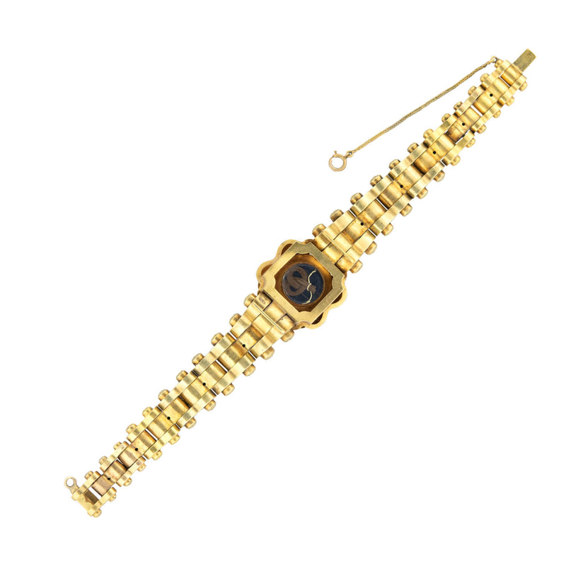 Victorian 15k Repousse + Garnet Mourning Link Bracelet