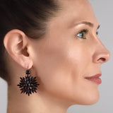 Victorian Brass Red Vauxhall Glass Starburst Earrings