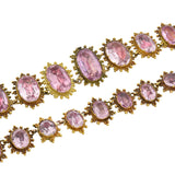 Georgian Rare 18kt Foil-Back Pink Topaz Necklace + Earring Demi-Parure Set