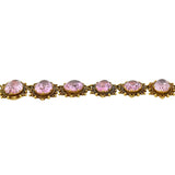 Georgian Rare 18kt Foil-Back Pink Topaz Necklace + Earring Demi-Parure Set