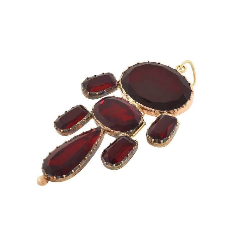Georgian 12kt Large Foil Back "Garnet" Paste Pendant