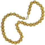 Georgian Rare 22kt Hand Wrought + Ornate Wirework Bead Necklace 21.5"