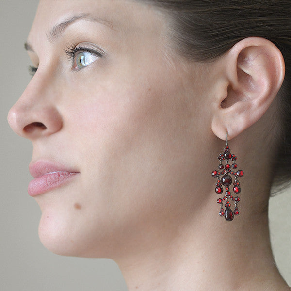 Victorian Gilded Bohemian Garnet Earrings