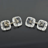Late Art Deco Silver-Plated Crystal 7-Piece Cufflink Set