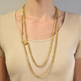 Victorian Gold-Filled Fancy Link Double-Strand Chain with Pearl Slide 63"