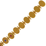 Victorian Gold-Filled Etruscan + Faux Gemstone Button Bracelet