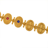 Victorian Gold-Filled Etruscan + Faux Gemstone Button Bracelet