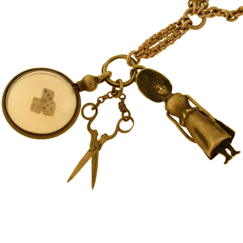 Victorian Gold-Filled Watch Chain + Brass Charm Bracelet