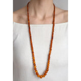 Late Art Deco Graduating Natural Amber Bead Necklace 34"
