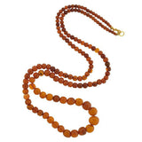 Late Art Deco Graduating Natural Amber Bead Necklace 34"