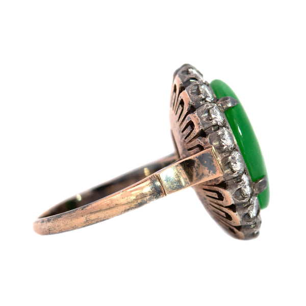 Victorian 18k Jade + Diamond Cocktail Ring