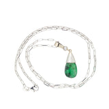 Estate 14k Emerald Cabochon Pendant Necklace