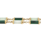 Vintage 14kt Nephrite Jade + Malachite Link Necklace 35"