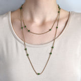 Art Nouveau 9kt Natural Jadeite Bead Chain Necklace 46"