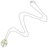 Edwardian Platinum/14kt Chrysoberyl + Diamond Pendant Necklace
