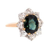 Edwardian 14k Platinum GIA No Heat Sapphire + Diamond Ring