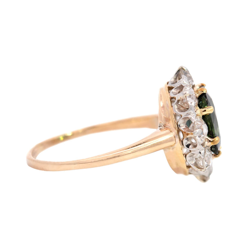 Edwardian 14k Platinum GIA No Heat Sapphire + Diamond Ring