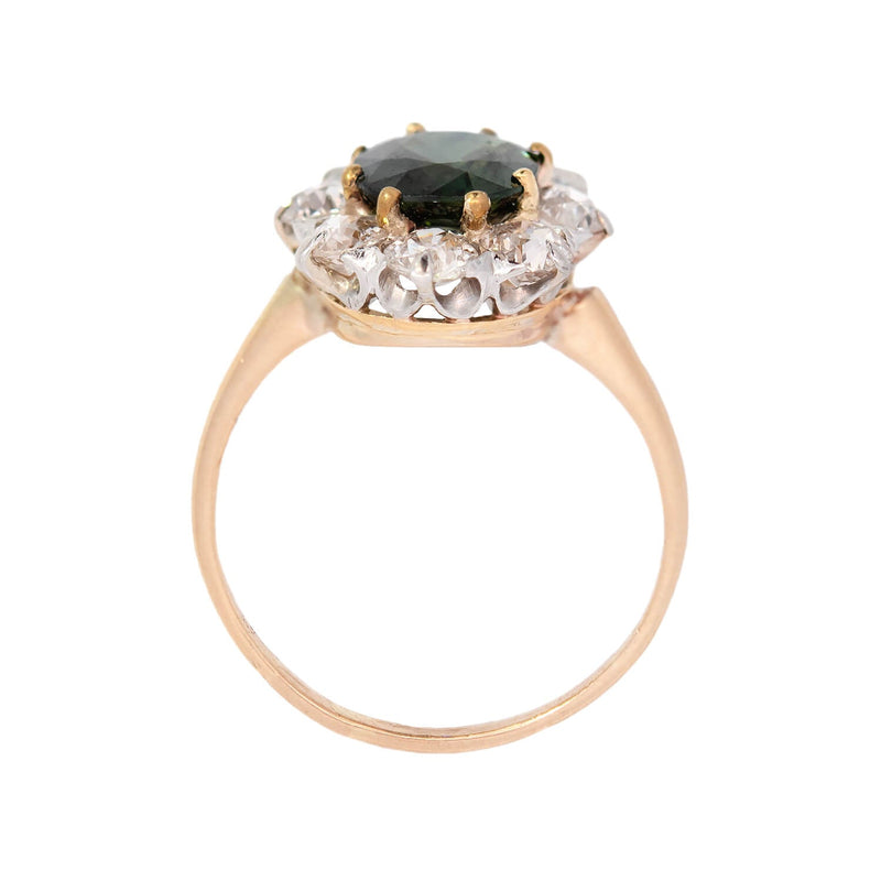 Edwardian 14k Platinum GIA No Heat Sapphire + Diamond Ring