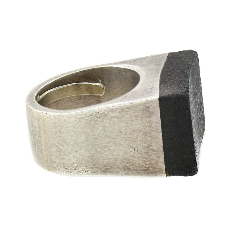 GUCCI Vintage Large Sterling Silver + Rubber Ring