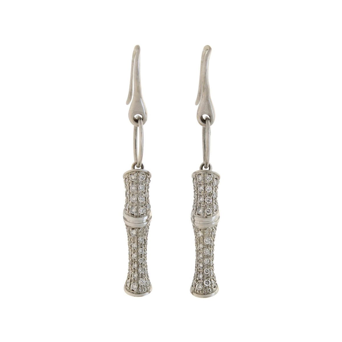 GUCCI Estate 18kt Pavé Diamond Bamboo Motif Earrings