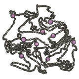 Victorian Long Gunmetal & Purple Crystal Chain 60"