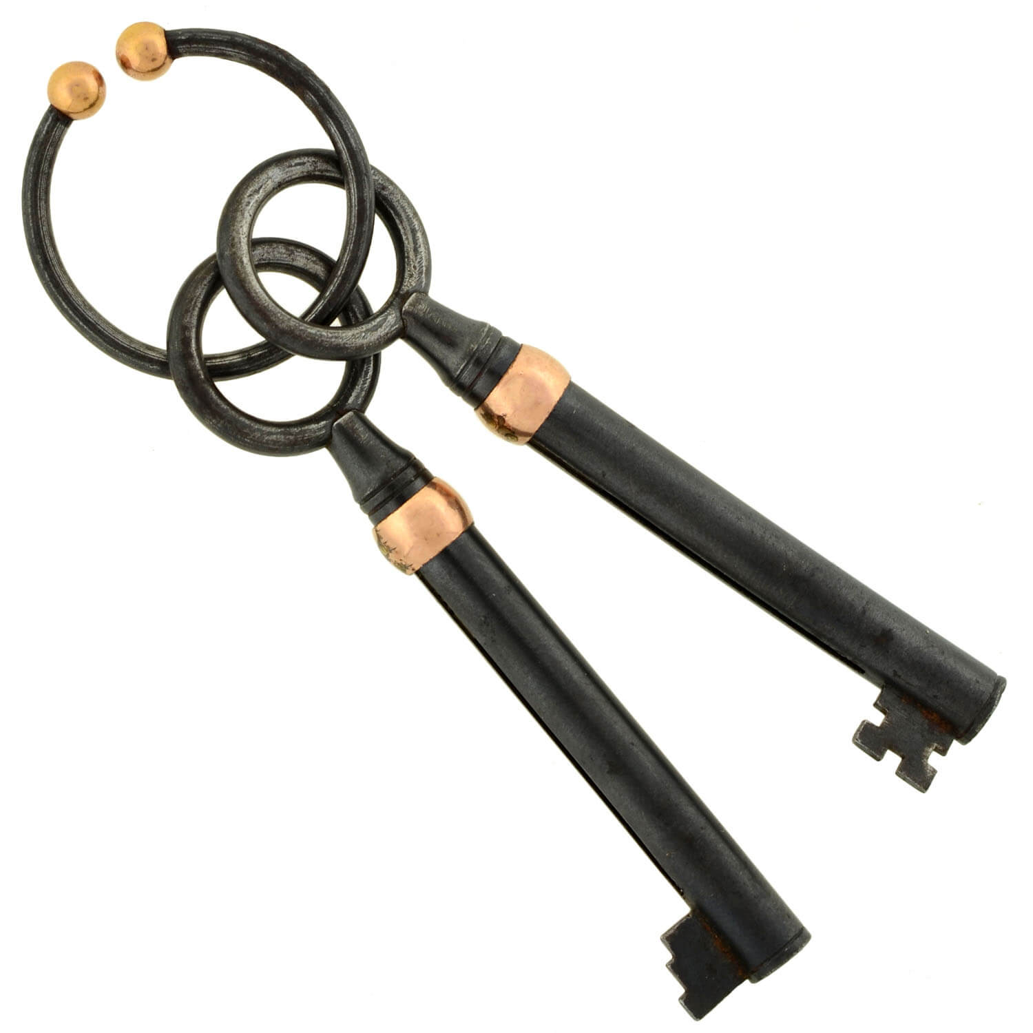 Victorian 18kt/Gunmetal Retractable Double Skeleton Key