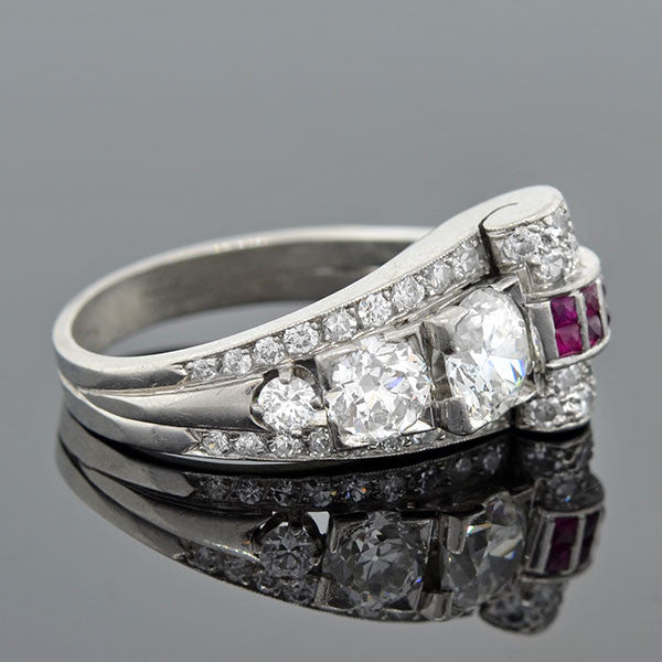 H. STERN Retro Platinum Diamond & Ruby Ring