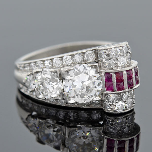 H. STERN Retro Platinum Diamond & Ruby Ring