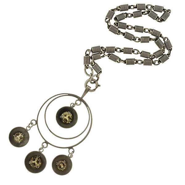 Arts & Crafts Sterling & Smoky Topaz Necklace