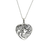 Art Nouveau Sterling Repousse Heart-Shaped Pendant Necklace
