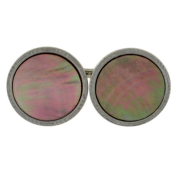 Cufflinks with Inlaid Mosaic Pink Mother of Pearl