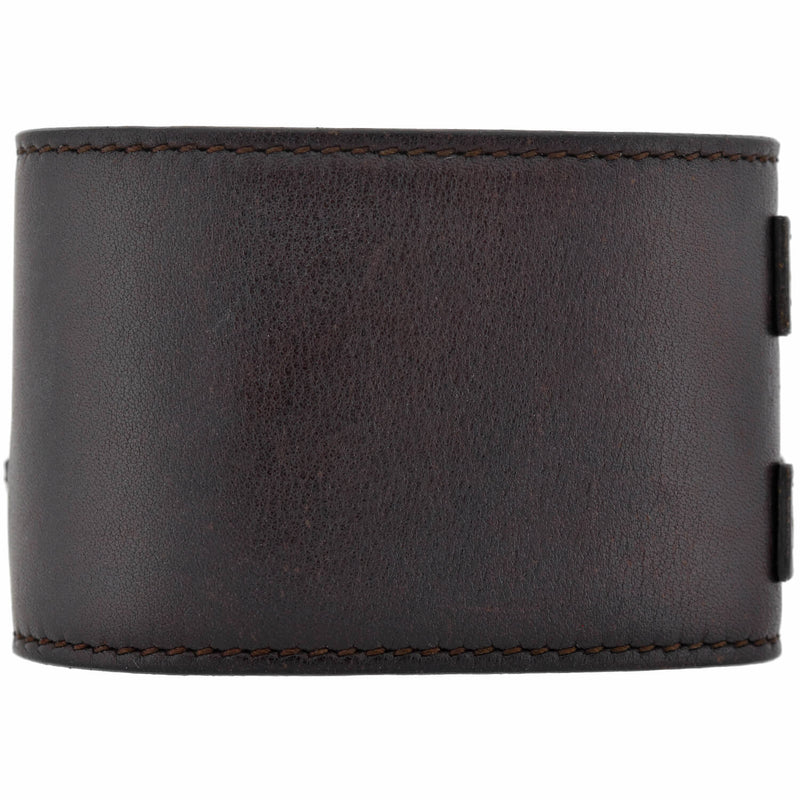 HERMÈS Estate Gold-Tone Wide Brown Leather Wrap Bracelet
