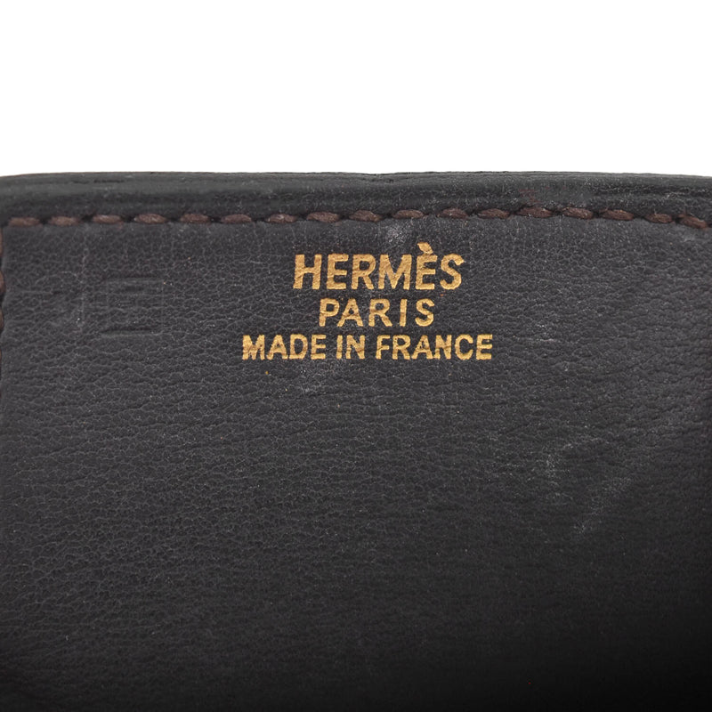 HERMÈS Estate Gold-Tone Wide Brown Leather Wrap Bracelet