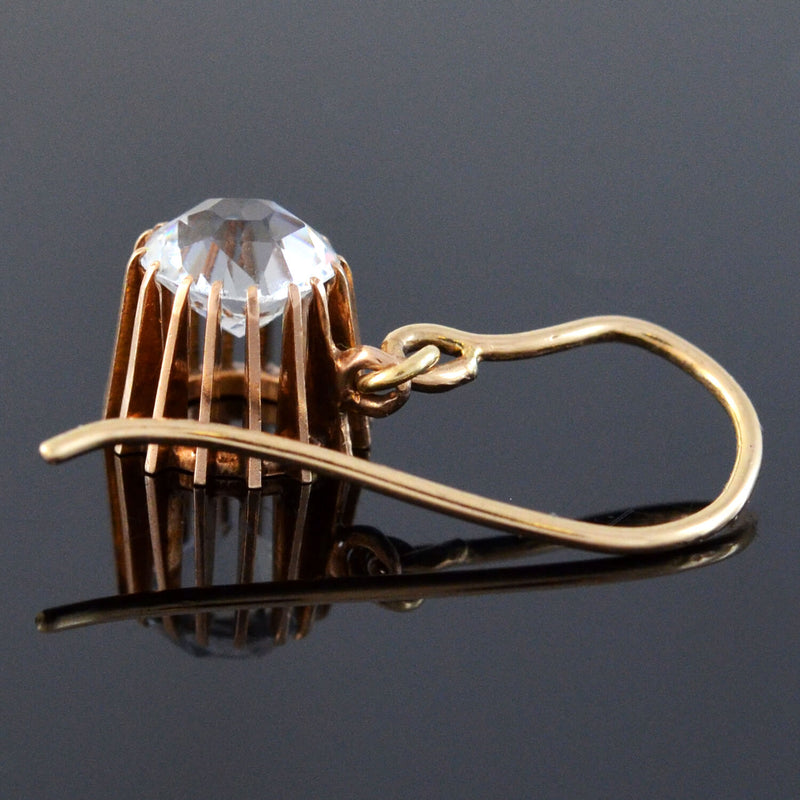 Victorian 10kt French Paste Dangle Earrings