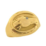 Art Deco 14kt Gold Diamond Horse Head + Horseshoe Ring