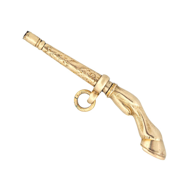 Victorian 14k Equestrian Horse Leg Watch Key Pendant Charm