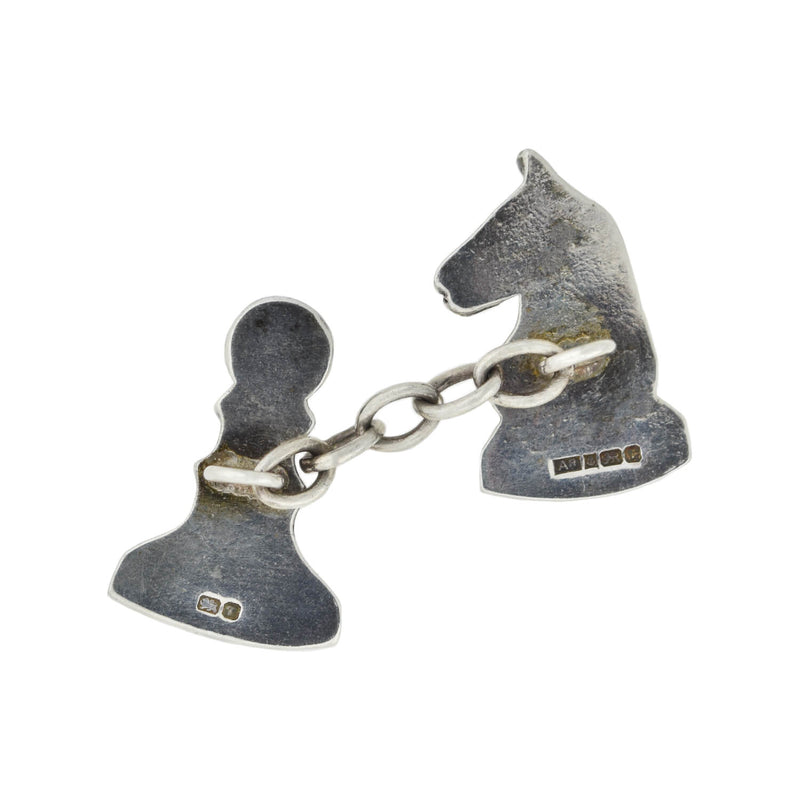 Estate English Sterling Knight + Pawn Chess Cufflinks