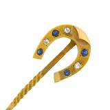 Victorian 18kt French Sapphire & Diamond Horseshoe Stick Pin