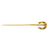 Victorian 18kt French Sapphire & Diamond Horseshoe Stick Pin