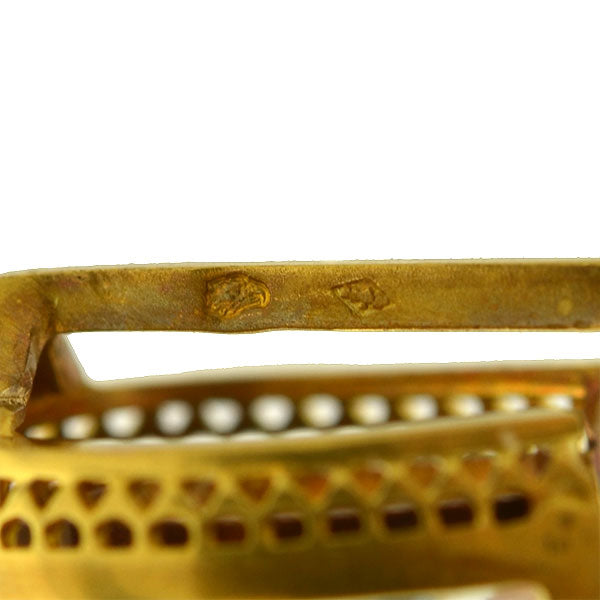 Victorian 18kt French Sapphire & Diamond Horseshoe Stick Pin