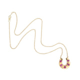 Victorian Conversion 14kt + Natural Burmese Ruby Horseshoe Pendant Necklace 1.5ctw