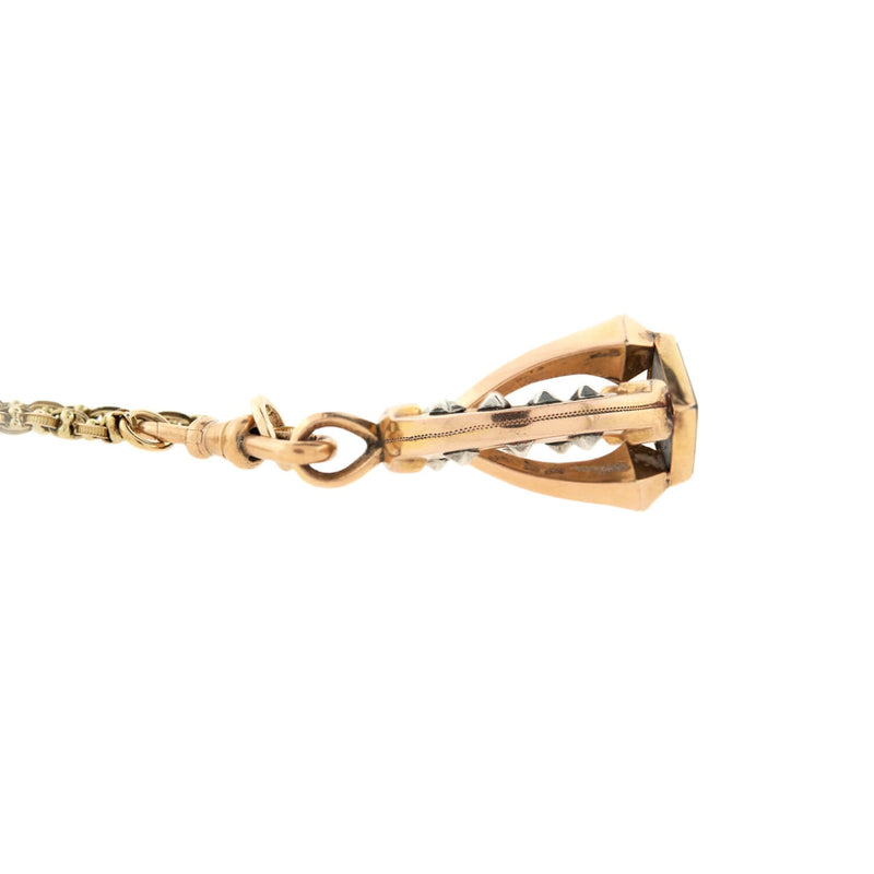 Victorian 14k + Sterling Bloodstone Horseshoe Fob with Mariner Link Watch Chain