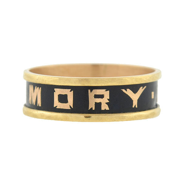 Victorian 9kt & Enamel "IN MEMORY OF" Mourning Ring