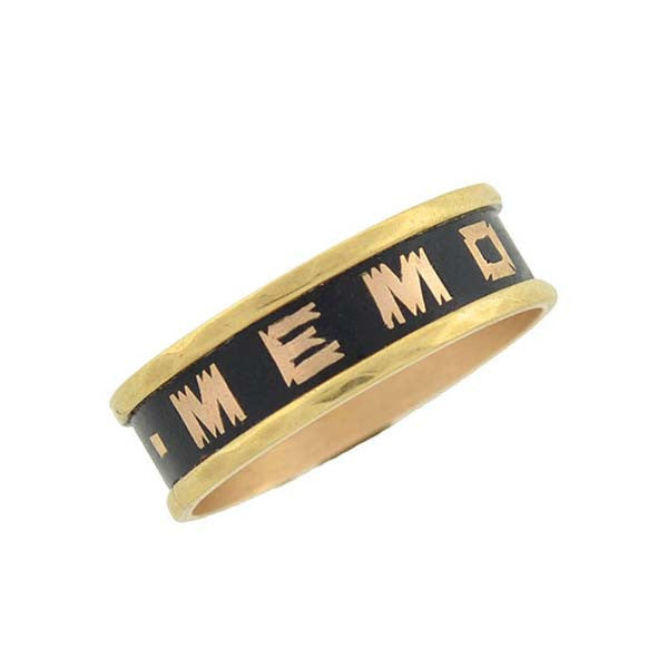 Victorian 9kt & Enamel "IN MEMORY OF" Mourning Ring