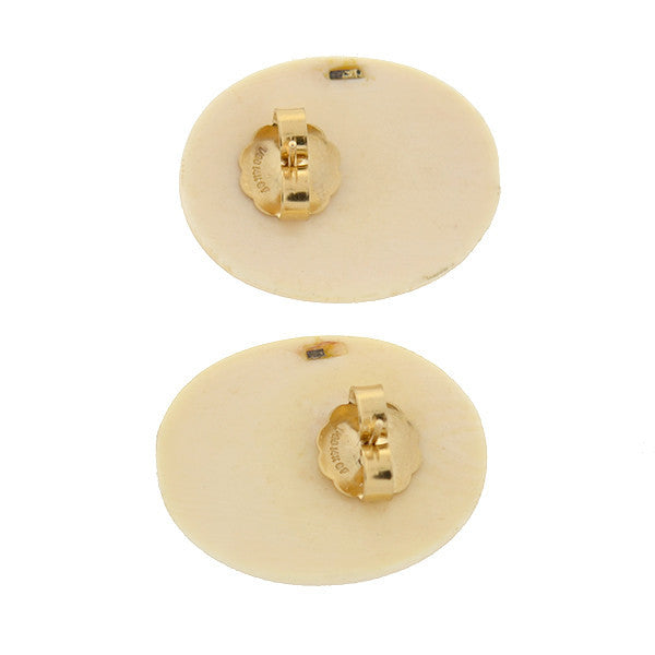 Vintage 14kt Ivory & Onyx Stud Earrings