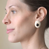 Vintage 14kt Ivory & Onyx Stud Earrings