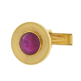 J.E. CALDWELL Retro 14kt No-Heat Burmese Ruby Cabochon Cufflinks